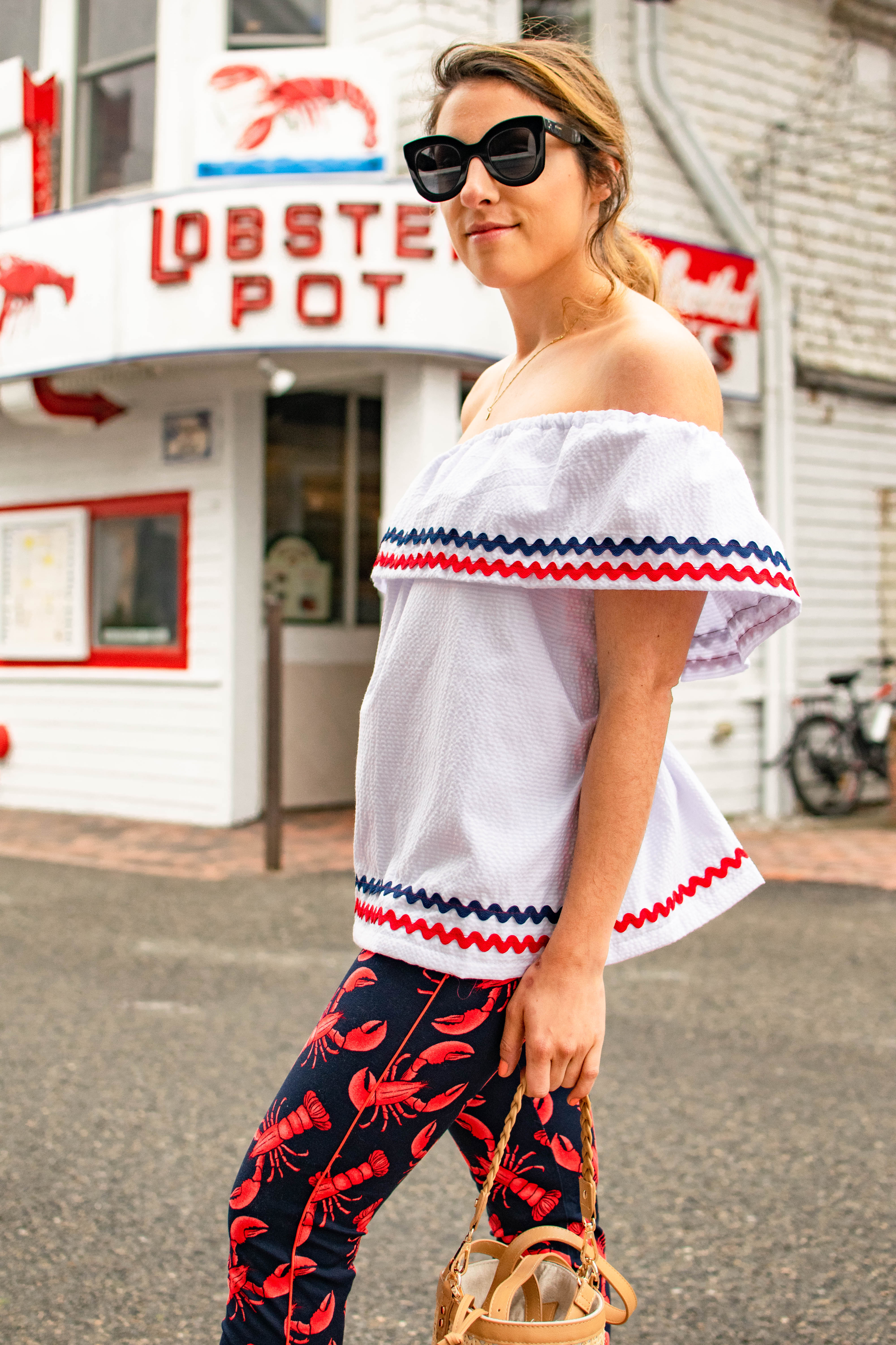 Patriotic off the Shoulder Shirt DIY